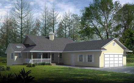 Country One-Story Ranch Elevation of Plan 91601