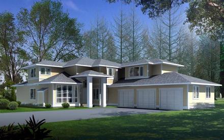 Contemporary Prairie Style Southwest Elevation of Plan 91608