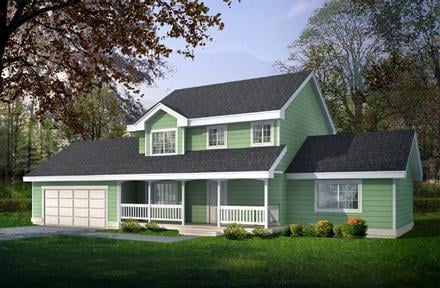 Country Farmhouse Southern Traditional Elevation of Plan 91609