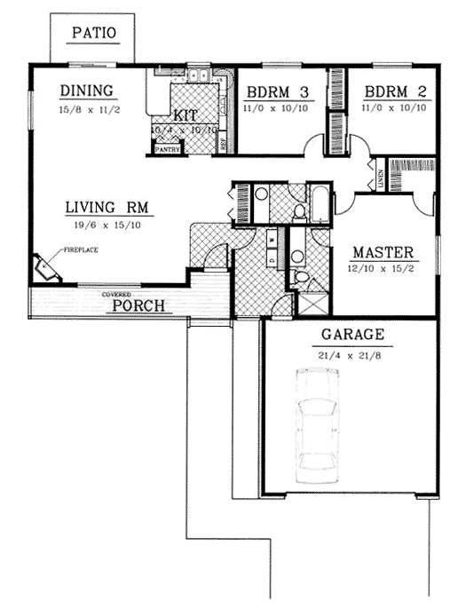 One-Story Ranch Traditional Level One of Plan 91611