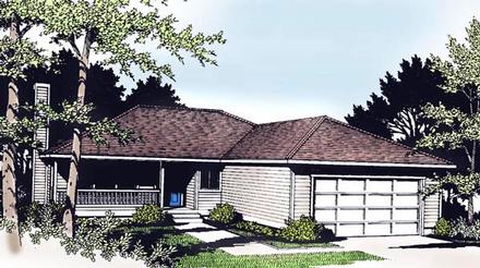 One-Story Ranch Traditional Elevation of Plan 91611