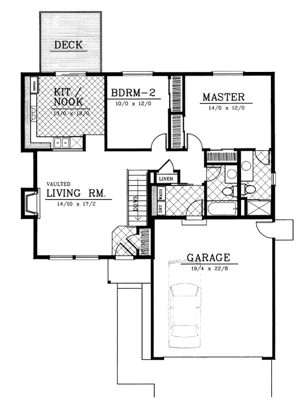 One-Story Ranch Level One of Plan 91612