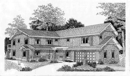 Country Craftsman Elevation of Plan 91619