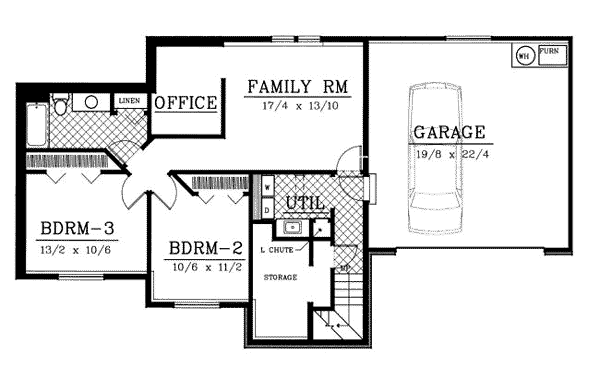 Contemporary One-Story Traditional Lower Level of Plan 91624