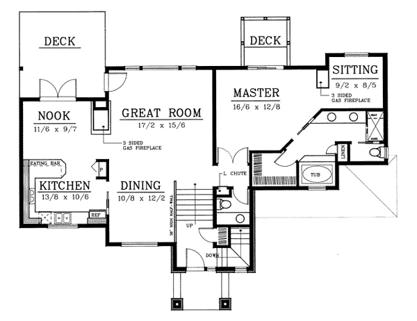 Contemporary One-Story Traditional Level One of Plan 91624