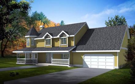 Country Farmhouse Victorian Elevation of Plan 91629