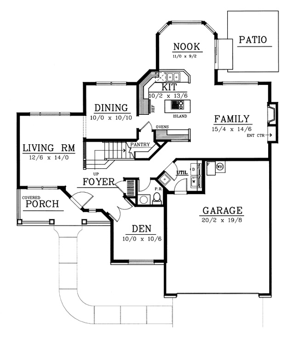 Country Craftsman Traditional Level One of Plan 91630