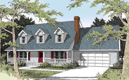 Cape Cod Country Elevation of Plan 91631