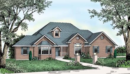 European One-Story Ranch Southern Traditional Elevation of Plan 91637