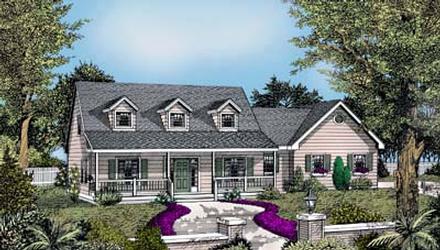 Cape Cod Country Farmhouse Elevation of Plan 91638