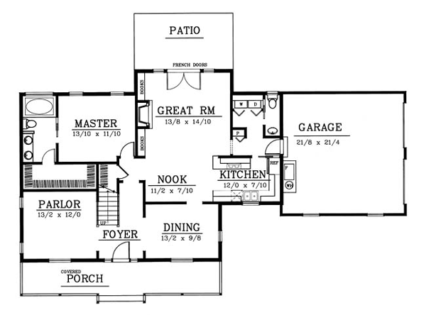 Cape Cod Country Farmhouse Level One of Plan 91639