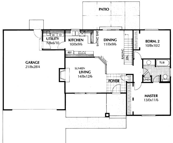 One-Story Ranch Southwest Level One of Plan 91642