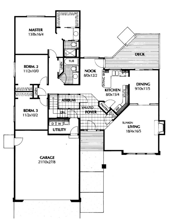 Contemporary One-Story Ranch Level One of Plan 91644