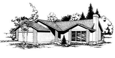Contemporary One-Story Ranch Elevation of Plan 91644