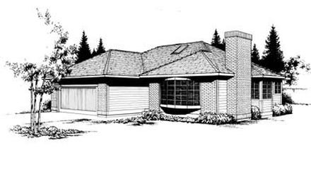 Contemporary One-Story Elevation of Plan 91647