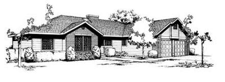 Contemporary One-Story Elevation of Plan 91651