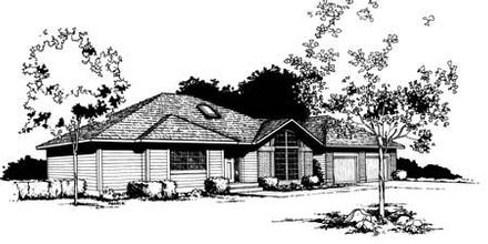 Contemporary One-Story Elevation of Plan 91653