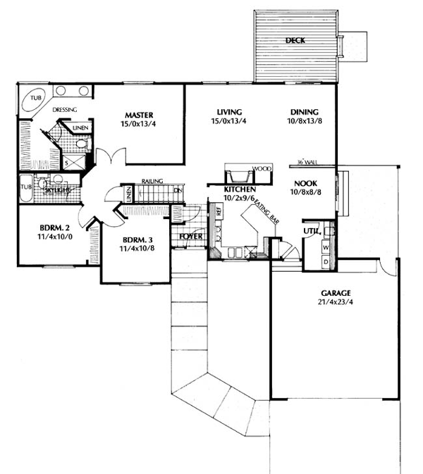 Contemporary One-Story Ranch Level One of Plan 91657