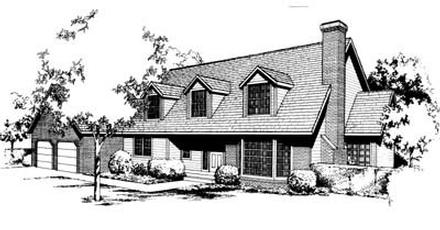 Cape Cod Country Elevation of Plan 91661