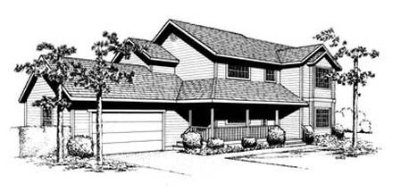 Contemporary Country Elevation of Plan 91662