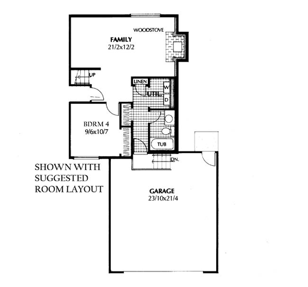 Contemporary One-Story Lower Level of Plan 91664