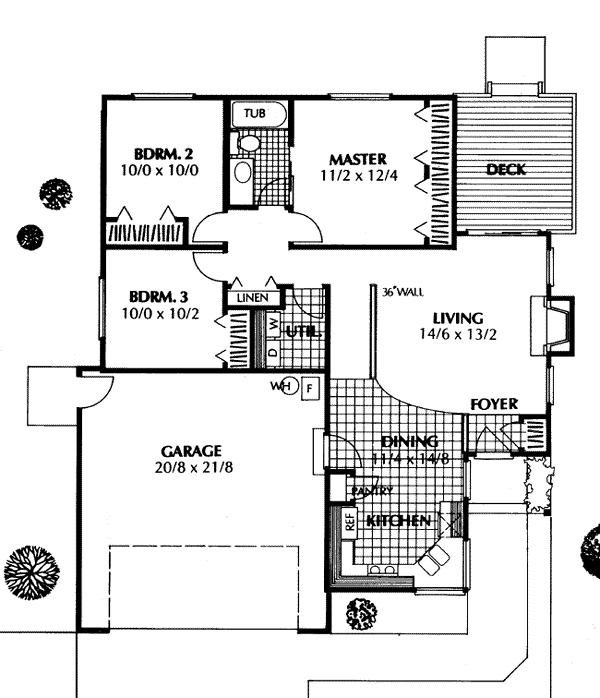 Contemporary One-Story Traditional Level One of Plan 91666