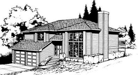 Contemporary Southwest Elevation of Plan 91671