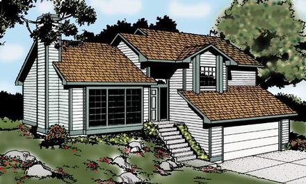 Contemporary Narrow Lot Traditional Elevation of Plan 91673