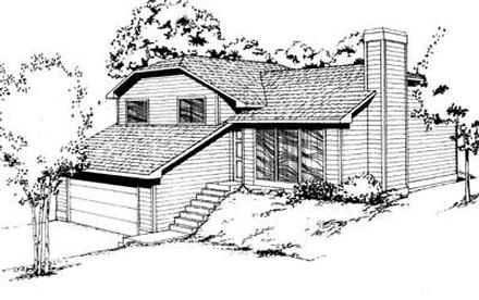 Contemporary Narrow Lot Traditional Elevation of Plan 91677