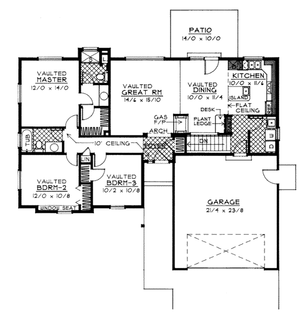 Country One-Story Ranch Traditional Level One of Plan 91689