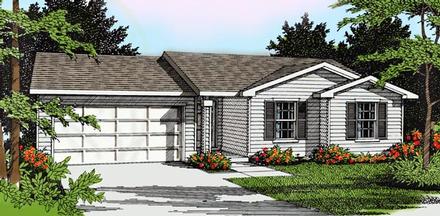 Colonial One-Story Ranch Traditional Elevation of Plan 91694