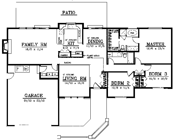 One-Story Southwest Traditional Level One of Plan 91696