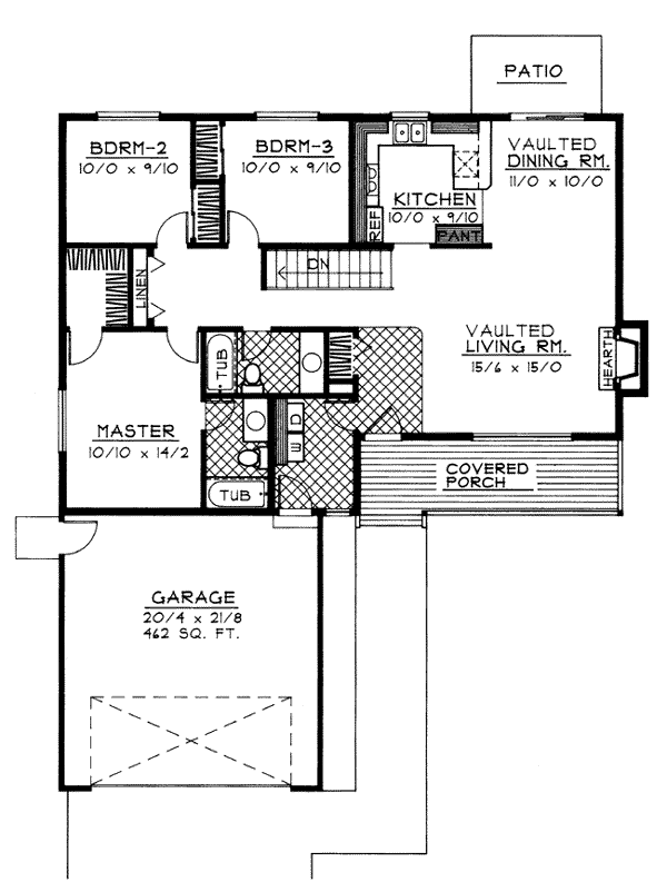 Country One-Story Ranch Traditional Level One of Plan 91697