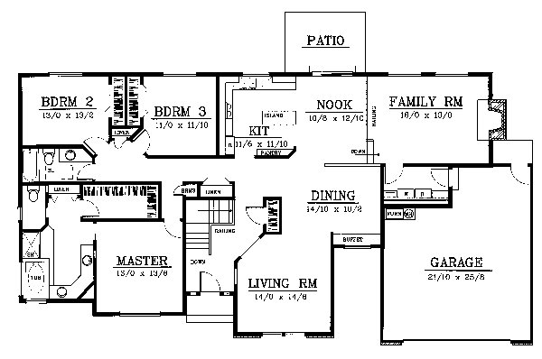 One-Story Ranch Level One of Plan 91801