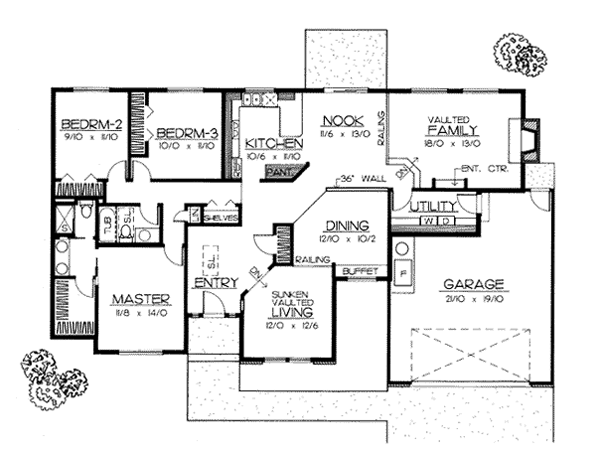 One-Story Ranch Level One of Plan 91802