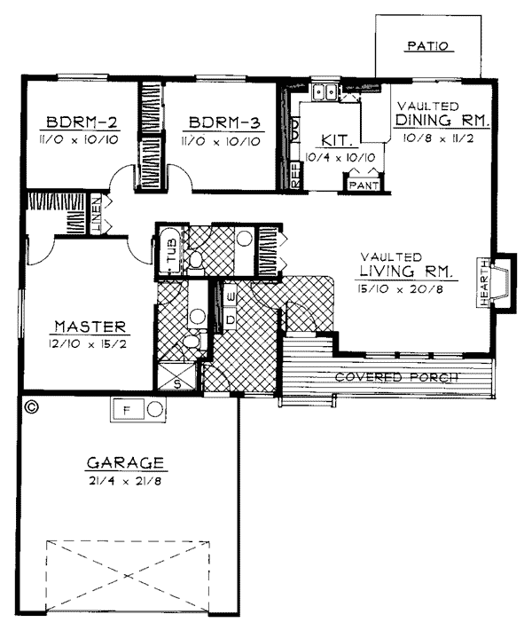 One-Story Ranch Traditional Level One of Plan 91807