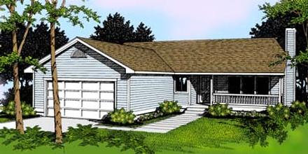 One-Story Ranch Traditional Elevation of Plan 91807