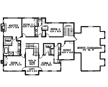 House Plan 91822 Second Level Plan