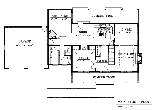 Country Farmhouse Level One of Plan 91825