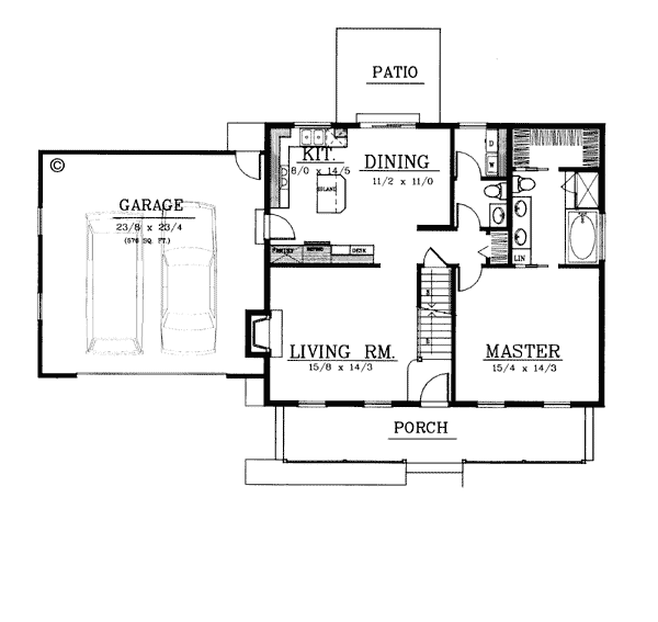 Cape Cod Country Farmhouse Level One of Plan 91830