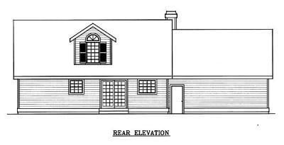 Cape Cod Country Farmhouse Rear Elevation of Plan 91830