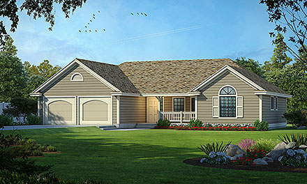 Colonial Contemporary Country One-Story Traditional Elevation of Plan 91832