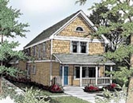 Bungalow Craftsman Narrow Lot Elevation of Plan 91834