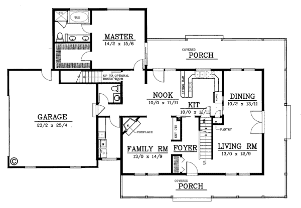 Country Farmhouse Level One of Plan 91838