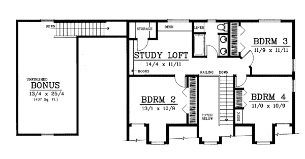 Country Farmhouse Level Two of Plan 91838