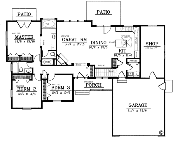 Country Ranch Traditional Level One of Plan 91840