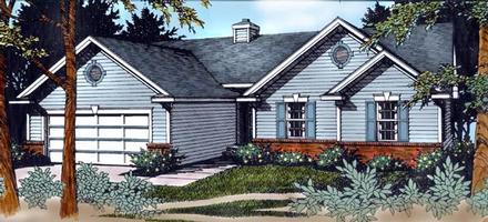 Country One-Story Traditional Elevation of Plan 91847