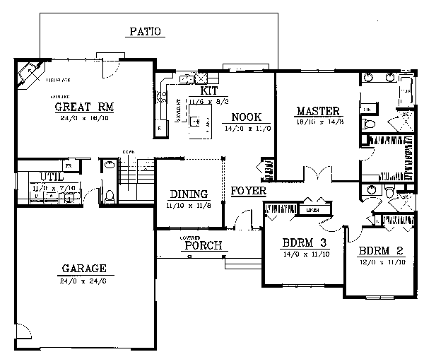 One-Story Traditional Level One of Plan 91852