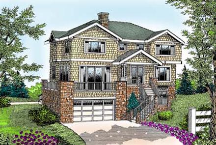 Country Craftsman Elevation of Plan 91855