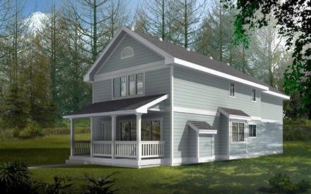 Bungalow Craftsman Narrow Lot Elevation of Plan 91857